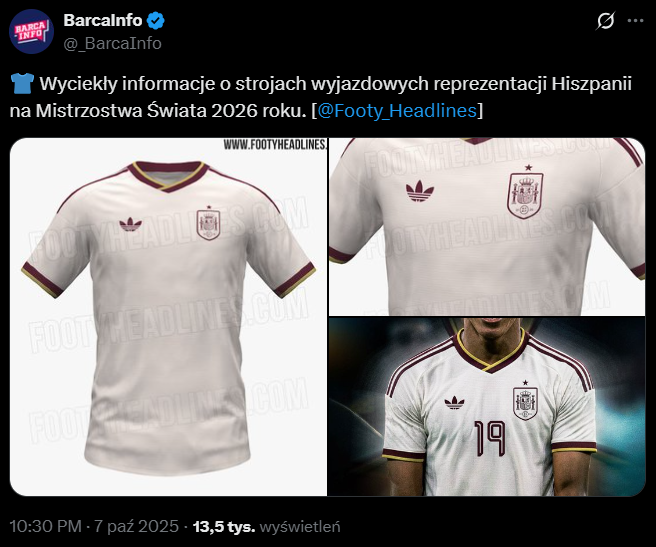 Tak ma wyglądać WYJAZDOWA KOSZULKA reprezentacji Hiszpanii na MŚ O.o